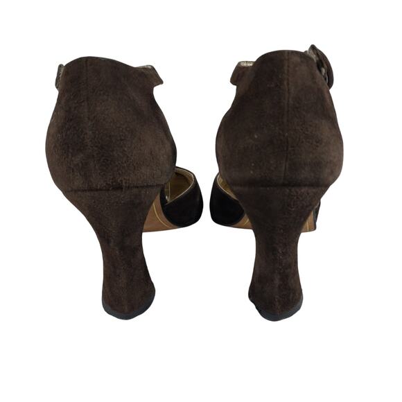 ANNE KLEIN! CHIC CHOCOLATE BROWN GENUINE SUEDE LEATHER STYLIZED HEELS! SZ 7M - Picture 8 of 11